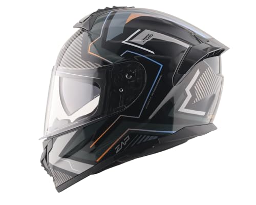 Image of Vega Zap Explore D /V Full Face Riding Helmet with Dual Visor, Shock Absorbing Liner, Comfortable Interior, Lightweight Build, Aerodynamic Design, and Modern Black Grey Styling Black Grey-XL