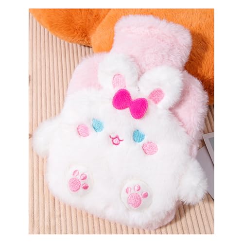 YYAOGAGNG Bouillotte avec housse moelleuse, poche d'eau 2 en 1 pour compresse froide et chaude pour dormir et pieds (rose)