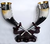 A Pair of Georgian Traditional Wine Drinking-horns on wooden stand * horn * sg.h2s1