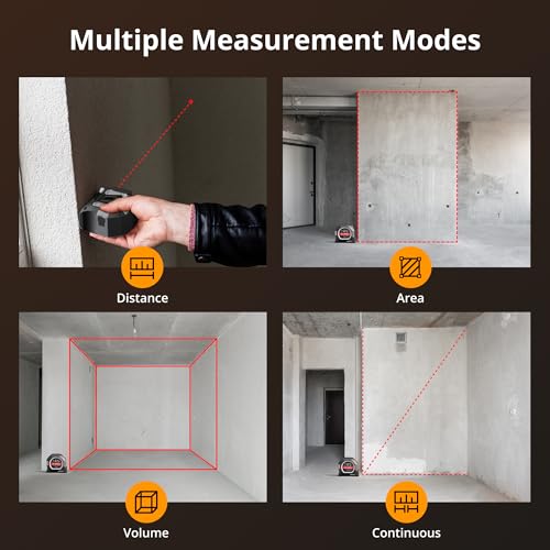 2-in-1 Laser Tape Measure, 152Ft Rechargeable Laser Measurement Tool & 16Ft Self-Locking Tape, Movable Magnetic Hook, Supports Ft/in/M, Area, Volume, Pythagoras for Construction, DIY, Woodworking - Image 4