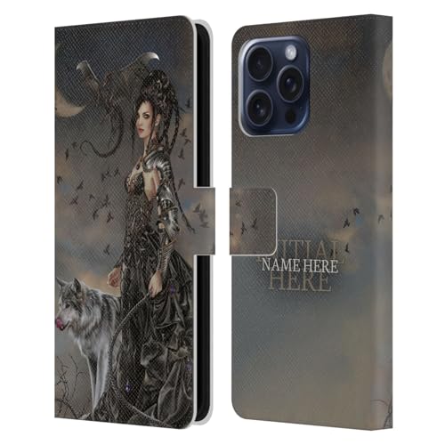 Coque cuir personnalisé iPhone 16 Pro Max fée gothique loup étui rabat protection intégrale