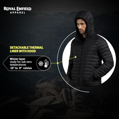 Royal Enfield ADVENTURER XT RIDING JACKET | Superfabric: High abrasion resistance | Waterproof & Detachable Winter/Thermal liner | Level 2 Protectors: Shoulder & Elbow |Ventilation all over|BLACK S