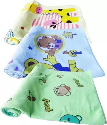 Teri Beri 100% Soft Cotton Baby Bath Towel for Infants/New Born/Babies (Colours & Prints Vary) (Pack of 3)-image-46