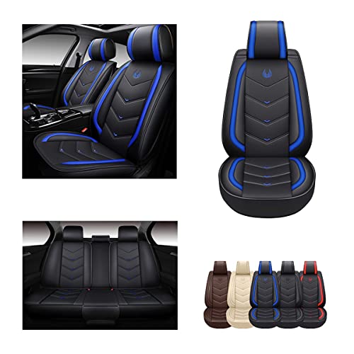 Oasis Auto Car Seat Covers Accessories Full Set Premium Nappa Leather Cushion Protector Universal Fit For Most Cars Suv Pick-Up Truck, Automotive Vehicle Auto Interior Décor (Os-003 Blue) #TOP10