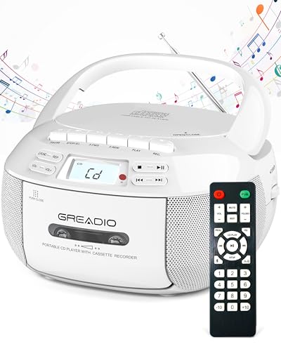 Greadio CD Player Boombox Cassette Player Combo with...