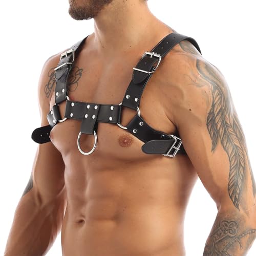 Men's Chest Belt Corset Faux Simulated Leather Chest Chain Adjustable Erotic Shoulder Straps Sexy Punk Body Chain Jewelry Carnival Kit Rave Masquerade Club Roleplay3