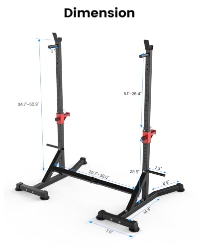 Image of Uboway Bench Press Rack, Adjustable Squat Rack for Home Gym, Barbell Rack
