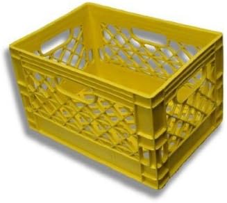 Authentic 19x13x11 6 Gallon 24 Quart Rectangular Dairy Milk Crate (YELLOW)
