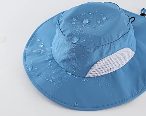 Home Prefer Upf50+ Mens Sun Hat Wide Brim Fishing Hat Uv Protection Hat Portable Mesh Bucket Sun Hat Blue #TOP2