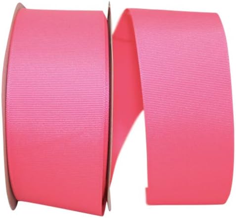 Reliant Ribbon Grosgrain Texture Ribbon, 2-1/4 Inch X 50 Yards, Neon Pink