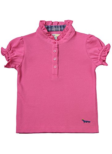 Dakomoda Toddler Girls' Ruffled Pink Polo - 100% Pima Cotton