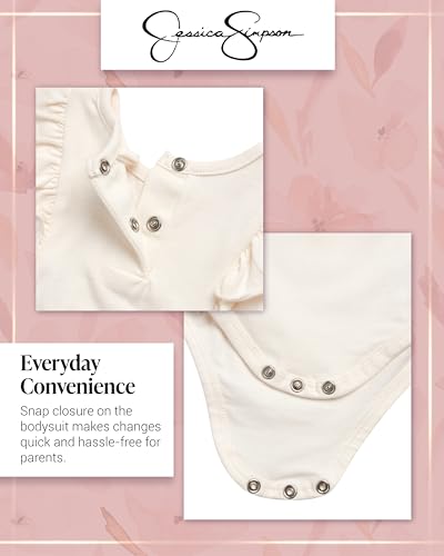Jessica Simpson Baby Girl Clothes Set - 2 Piece Baby Onesie Bodysuit and Infant Pants Newborn Girl Outfits (Sizes: 0-9M)4