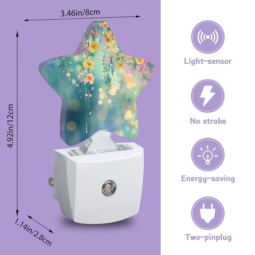 Image of Night Light,Abstract Flowers Night Lights Plug into Wall Spring Floral Decorations for Bedroom Bathroom,Dusk to Dawn Sensor Kitchen Hallway Stairs Energy Efficient Desk Lamp