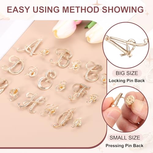 Image of PATIKIL Rhinestone Letter Brooch Pins, Initial Rhinestone Alphabet Letter Lapel Badges Pin for Women Men Suits Dress Coat
