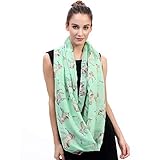 Lina & Lily Unicorn Horse Print Infinity Women's Scarf Lightweight (Mint Green)