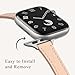 STIROLL Slim Leather Bands Compatible with Apple Watch Band 38mm 40mm 41mm 42mm 44mm 45mm 49mm,Top Grain Leather Watch Thin Wristband for iWatch Ultra SE Series 8/7/6/5/4/3/2/1(Pale pink with Silver)