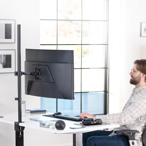 Image of VIVO Extra Tall Single Monitor Desk Mount, 39 inch Pole VESA Stand for 13 to 32 inch Screens and up to 38 inch Ultrawides, Holds 22 lbs, Black, STAND-V011