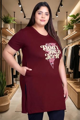 Image of In Love Women's Plus Size Printed Cotton Long-Line T-Shirt with Pocket
