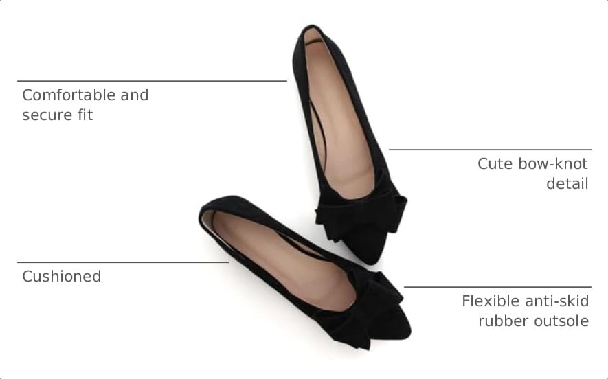 Image of SAILING LU Womens Bowknot Ballet Flats Pointy Toe Suede | Casual Flat Shoes, Dressy Wear to Work, Moccasins, Slip-Ons
