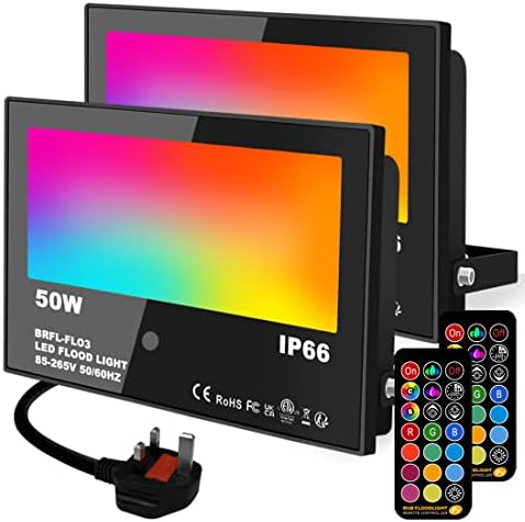 LED Flood Lights Outdoor 50W RGB with Timed Remote Control