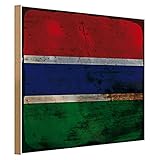 Vintage Holzschild | Flagge von Gambia | Retro Wanddeko | 40 cm x 30 cm