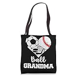 Ball Grandma Heart Funny Soccer Baseball Hockey Grandma Tote Bag