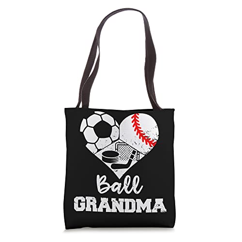 Ball Grandma Heart Funny Soccer Baseball Hockey Grandma Tote Bag