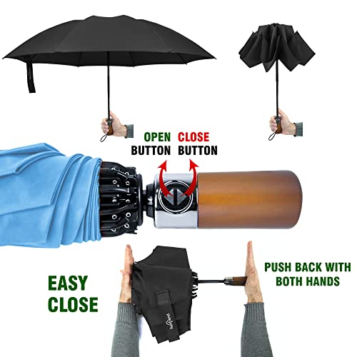 Image of Automatic Open Close Compact Travel Umbrella with Wind Vent Umbrella big size Lightweight Windproof Folding for men Women