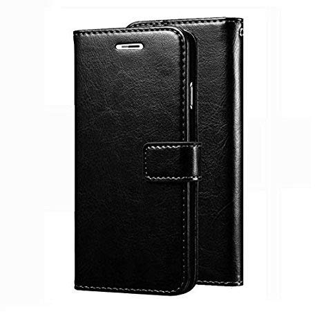 D-kandy for OnePlus 6, Vintage Leather Flip Wallet Case Stand with Card Holder Magnetic Cover for OnePlus 6 - Black-image-36