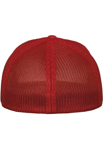Image of Flexfit Trucker Mesh Fitted Cap | 6-Panel, Mid-Profile, Stretchable Mesh Backing, Flexfit Sweatband, Curved Visor, Silver Undervisor