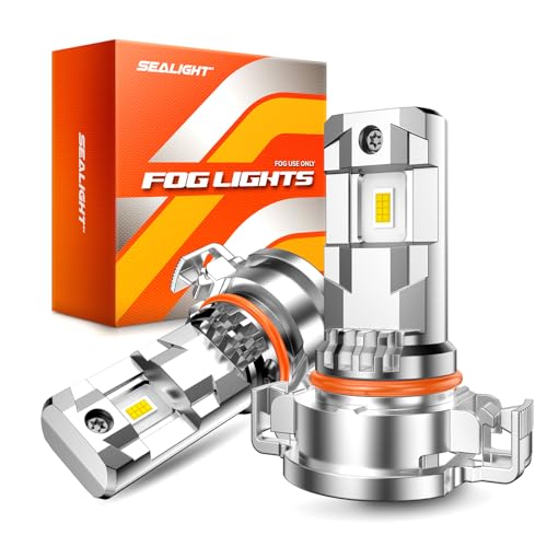 SEALIGHT 2504/5202 LED Fog Light Bulbs, 17000LM 800% Upgrade 5201 5202 PS24W, PSX24W 2504 LED Fog Lights 6500K, Long-Lasting Fog Lights, 1:1 Size Compact Design