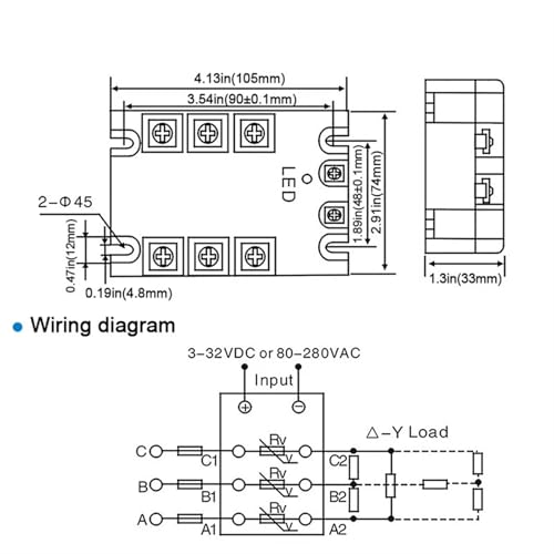 Relais à semi-conducteurs triphasé 80A 3 phases SSR commande DC AC - 4