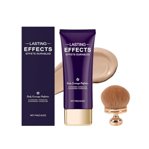 Body Coverage Perfector para piernas, perfeccionador de tez con pincel de maquillaje corporal extragrande, cubierta de tatuaje, resistente al agua, cubierta de cicatriz para piernas y cuerpo