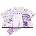 BIG SCREEN STACKS Prop Money UK – 100 Fake £20 King Charles Notes for Film, TV & Photography – Realistic Prop Cash for Content Creators, Games & Pranks, Pretend play