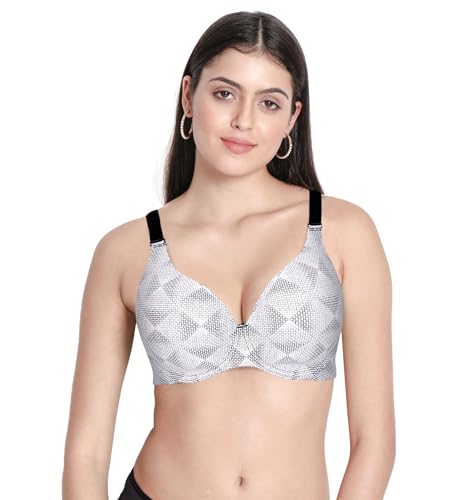 Image of SHYAWAY Women's Full Coverage Underwired Stripes Everyday T-Shirt Padded Bra - Black, White