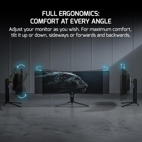 Image of GAMEPOWER DQ 49 inch Curved Ultrawide Gaming Monitor, 5K, 1Ms, 120Hz Refresh Rate, 32:9, DQHD, 5120 x 1440P, R1800, 99% sRGB, HDR400, DisplayPort, Type-C, FreeSync, Gsync, Height - Tilt Adjustable