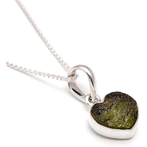 Rough Moldavite Pendant Necklace 14k Gold Vermeil Moldavite Pendant Handmade Jewelr...