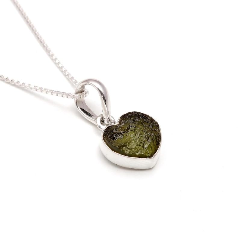 Rough Moldavite Pendant Necklace 14k Gold Vermeil Moldavite Pendant Handmade Jewelry Healing Crystal Pendant Birthday Gift for Her Certified Moldavite From Czech Republic