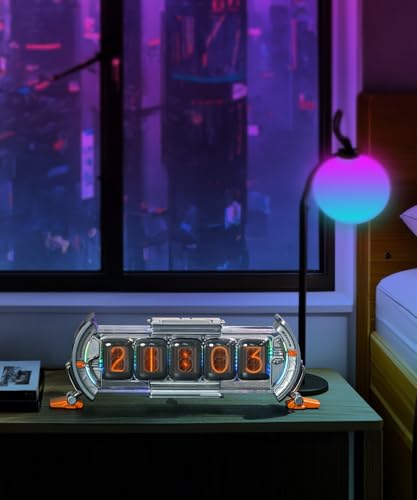 Divoom Times Gate, Cyberpunk Digital Alarm Clock - Smart App Control, WiFi Connectivity, RGB LED Pixel Art Display, Gaming Desk Setup, Customizable Dashboard for Gaming Room and Office Decor (Silver)
