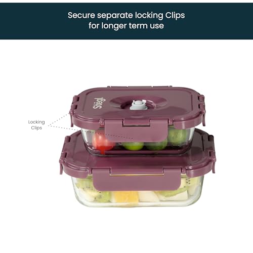Image of Stegl Vacuum Container Set - Airtight Glass Containers with Vacuum Pump | Keeps Food Fresh 5x Longer | Microwave & Dishwasher Safe | 370 x 640