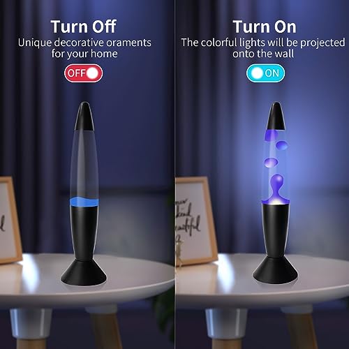 Image of 14 Inch Blue Magma Lamp, Liquid Motion Lamps Night Light Home Decor Living Room Office Bedroom Lamp for Adults, Teens, Black