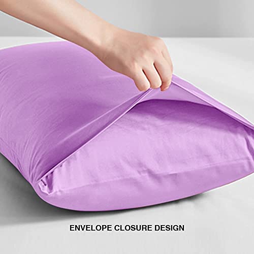 FLXXIE Body Pillow Cover - Super Soft Microfiber 20x54 Body Pillow Case - Envelope Closure, Wrinkle, Stain Resistant Lavender Body Pillow Cover, 20x54, Lavender