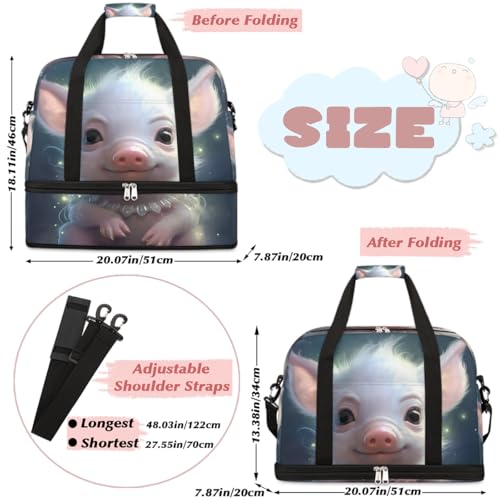 Animal Cute Pigs Travel Duffle Bags With Shoes Compartment for Women Men Weekender Overnight Bag Foldable Sports Tote Gym Carry On Luggage Handlebag for Travel Yoga Hospital Workout2