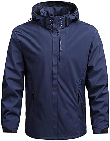 Men's Track Jackets Tactical Jacket Windbreaker Rain Jacket Winter Jacket Lightweight Water Resistant Coats Outwear(Dark Blue,XXXL)