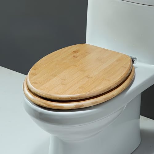 miluFox 木製便座 ゆっくり閉まる機能付き 取り付け簡単 洋式トイレ専用 清掃が容易 冬は暖かく夏は涼しい温度調節効果 ステンレスヒンジ採用 U/V/O タイプ対応 アパート・住宅・オフィスで広く使用可能 (普通のステンレスです,ブラウンです)
