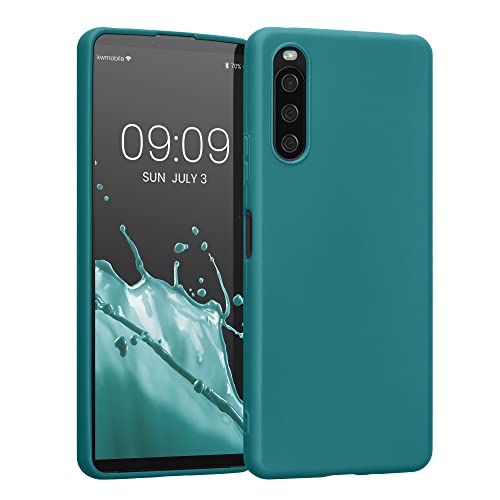 kwmobile Housse Compatible avec Sony Xperia 10 IV Coque - Housse de téléphone Protection Souple en Silicone - pétrole Mat