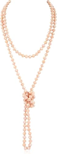 Collar largo con cuentas anudado a mano - Hecho a mano con cuentas versátiles, de varias capas, envoltura infinita, 60 pulgadas, cristal facetado