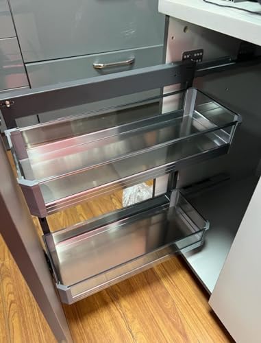 Image of DBR Kitchen Cabinet Side Mounted Bottle Pull Out Unit BPO with Soft Close (300 MM, Glass Finished)