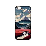 Patrón icónico japonés: esta funda para teléfono tiene un hermoso diseño inspirado en el paisaje japonés con un sol rojo brillante, un torii tradicional y un personaje misterioso.