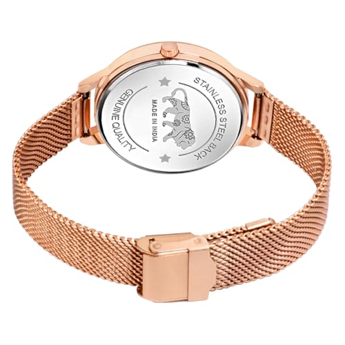 Image of WISEWALKER Women's Analog Wrist Watch for Ladies and Girls | Stylish & Trendy | Rose Gold Stainless Steel Premium Strap | Perfect for Casual, Party & Formal Wear